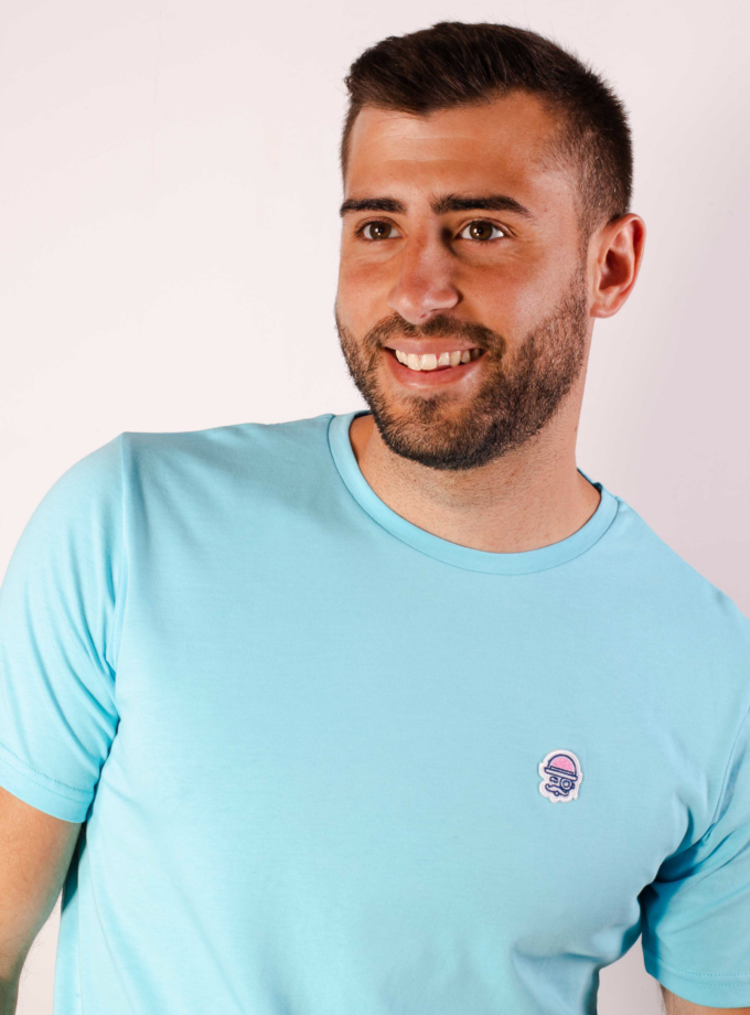 Camiseta aplique turquesa