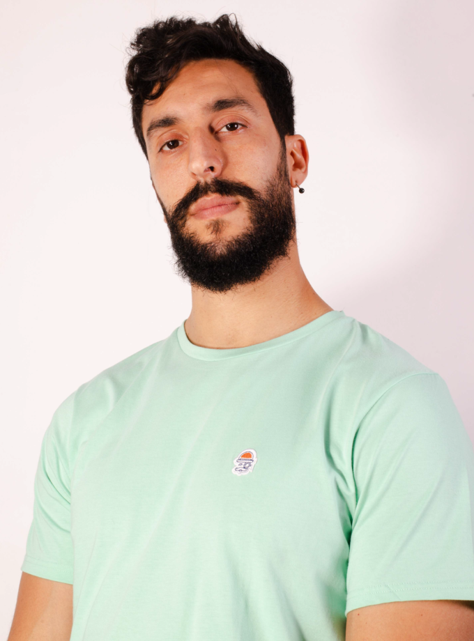 Camiseta aplique verde agua